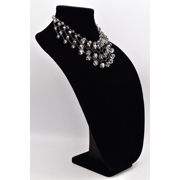 Banana Republic Vintage Glass Crystal Collar Bib Necklace Gray Statement BinBL - Picture 7 of 13
